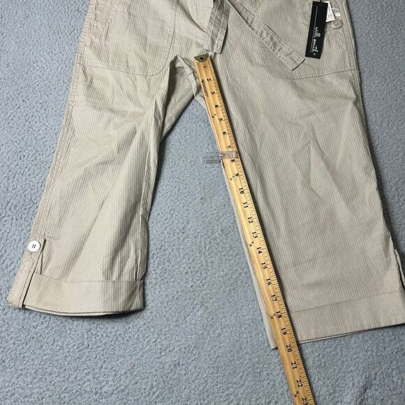 Willi Smith Pants Womens 8 Tan Tapered Capri Wide Leg Cotton Summer Vacation NEW - Picture 6 of 10